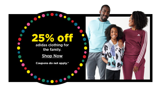 25% off adidas clothing for the family. shop now.