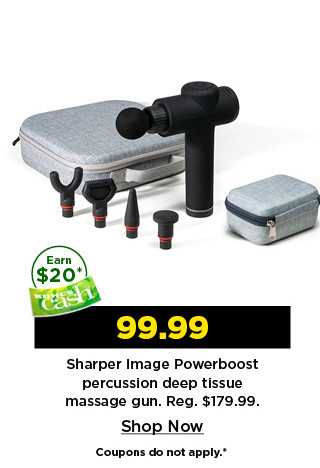 99.99 sharper image powerboost percussion deep tissue massage gun. shop now.