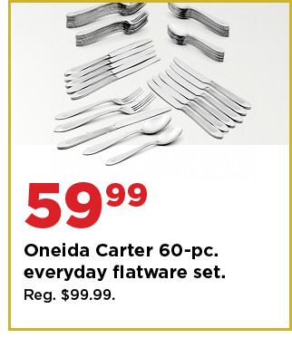 59.99 oneida carter 60 piece everyday flatware set. shop now.