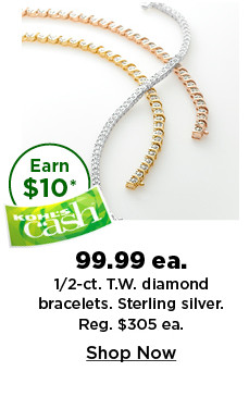 99.99 each sterling silver half carat diamond bracelets. shop now.