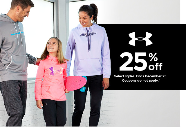 25% off Under Armour. Select styles. Offers and coupons do not apply. Shop now.