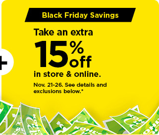 take an extra 15% off using promo code shown. shop now.