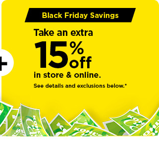 take an extra 15% off using promo code shown. shop now.
