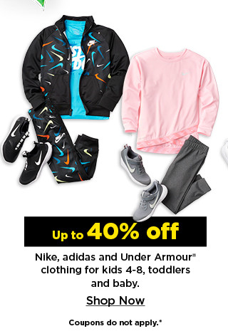 up to 40% off nike, adidas, and under armour clothing for kids 4-8, toddlers and baby. shop now.