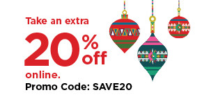 take an extra 20% off using promo code shown. online offer. shop now.