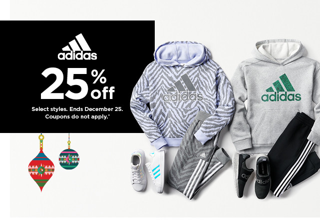 25% off adidas. select styles. offers and coupons do not apply. shop now.