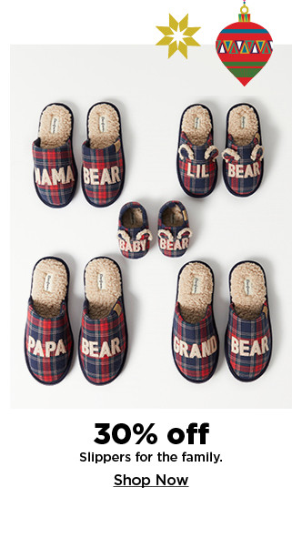 30% off slippers for the family. shop now.