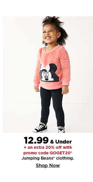 12.99 and under plus an extra 20% off with promo code goget20 jumping beans clothing.  shop now.