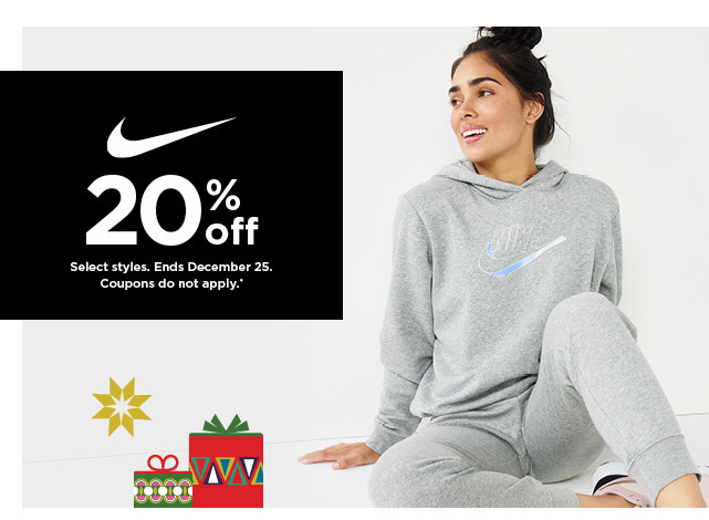 20% off nike.  coupons do not apply.  shop now.