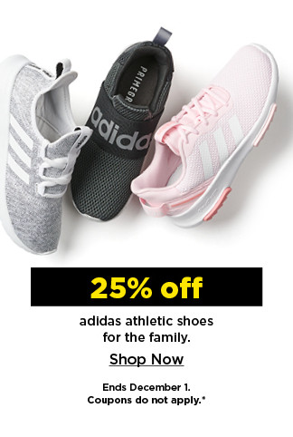 25% off adidas athletic shoes for the family. shop now.