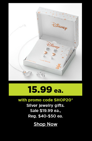 15.99 each with promo code SHOP20 on silver jewelry gifts. shop now.