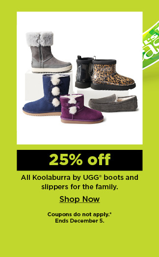 25% off koolauburra by ugg boots and slippers for the family. shop now.