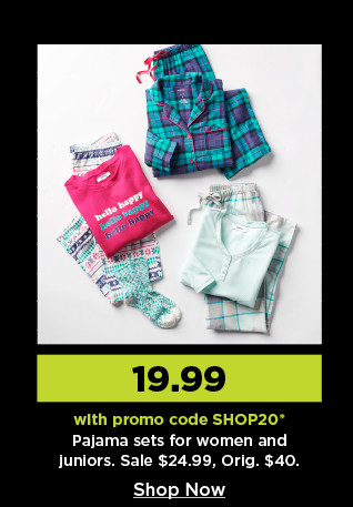 19.99 with promo code shop20 pajama sets for women.  shop now.