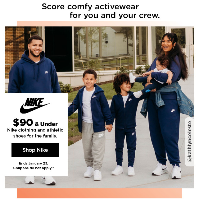 $90 and under nike clothing and athletic shoes for the family. shop nike.