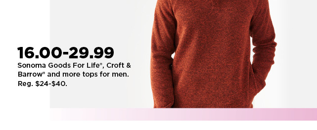 16.00-29.99 tops for men. shop now.