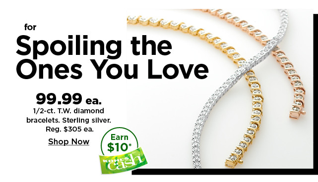 99.99 half carat diamond bracelets. sterling silver. shop now.