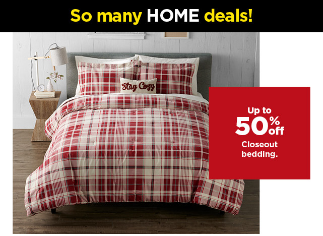 up to 50% off closeout bedding. shop now.