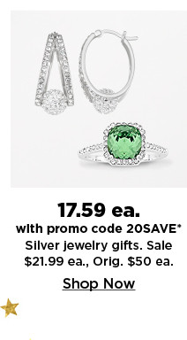 $17.59 each with promo code 20SAVE on silver jewelry gifts. shop now.