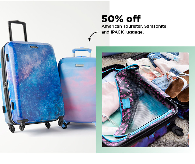 50% off american tourister, samsonite and ipack luggage. shop now.