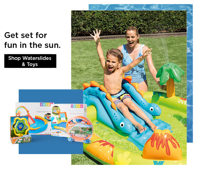 shop waterslides and toys.