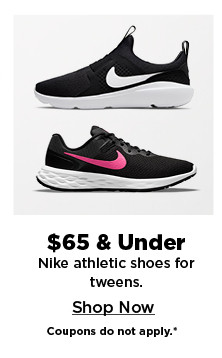 $65 and under nike athletic shoes for the tween. shop now.