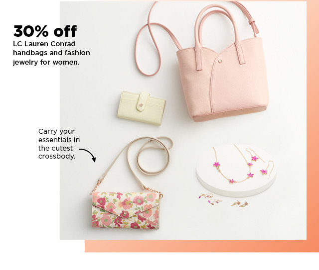 30% off lc lauren conrad handbags and fashion jewelry for women. shop now.