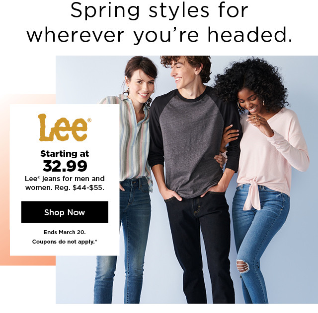 starting at 32.99 lee jeans for men and women. shop now.