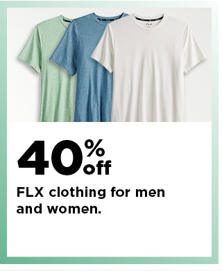 40% off FLX clothing for men and women. shop now.