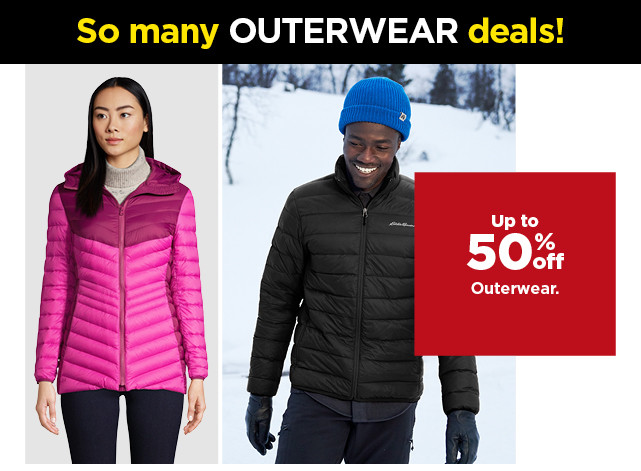 up to 50% off outerwear for the family. shop now.