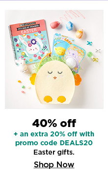 40% off plus take an extra 20% off with promo code DEALS20 on easter gifts. shop now.