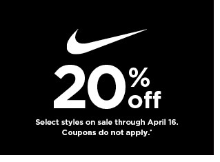 20% off nike. coupons do not apply. shop now.