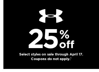 25% off under armour. coupons do not apply. shop now.