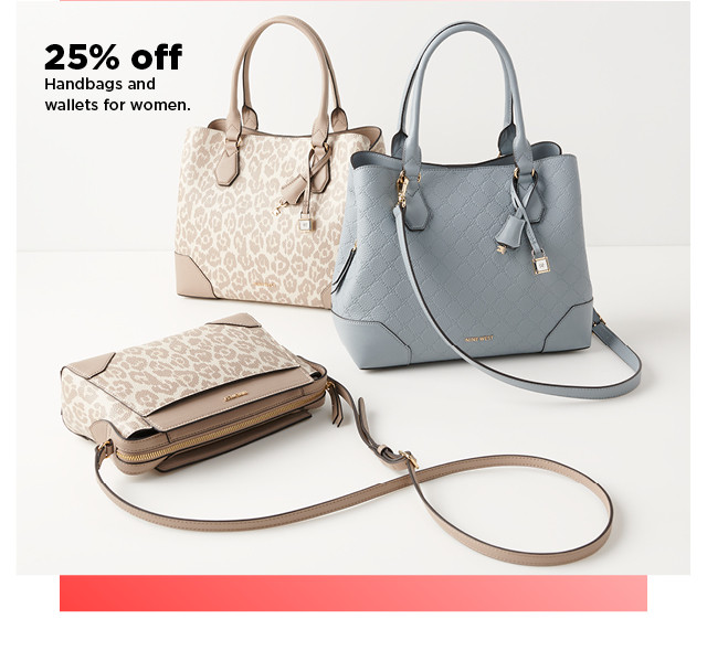 25% off handbags and wallets for women. shop now.