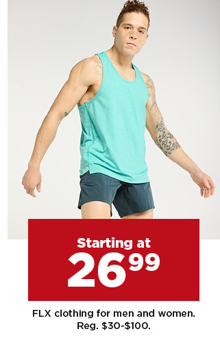 starting at 26.99 FLX clothing for men and women. shop now.