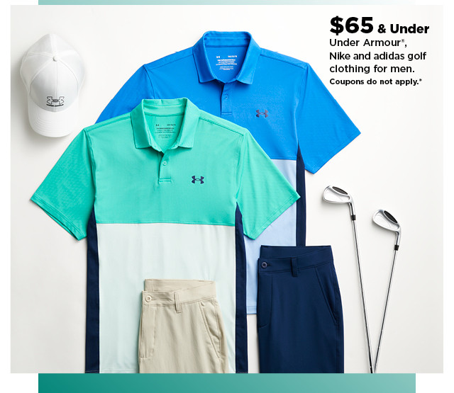 $65 and under under armour, nike and adidas golf clothing for men. shop now.