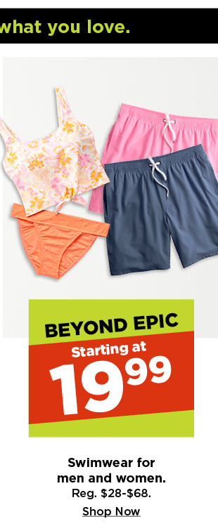 shop swimwear for men and women, starting at 19.99