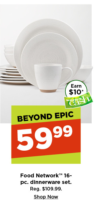 beyond epic. $59.99 food network 16 piece dinnerware set. shop now.