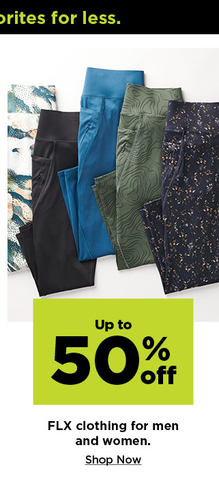 up to 50% off FLX clothing for men and women. shop now.