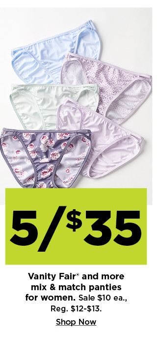 shop Vanity Fair and more mix & match panties for women, on sale 5 for $35 or $10 each