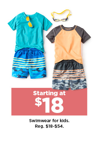 starting at $18 swimwear for kids. shop now.