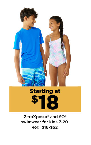 starting at $18. zeroxposure and So swimwear for kids. shop now.