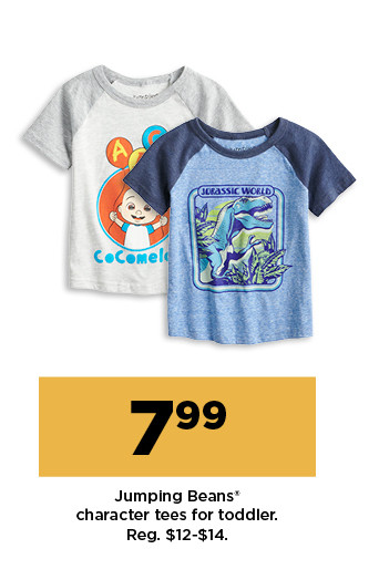 $7.99 jumping beans character tees for toddlers. shop now.