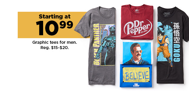 starting at $10.99 graphic tees for men. shop now.