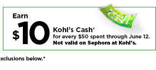 earn $10 kohls cash for every $50 spent. not valid on sephora at kohl's. shop now.