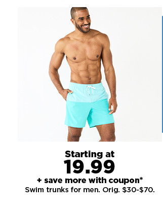  Starting at 19.99 save more with coupon Swim trunks for men. Orig. $30-$70. 