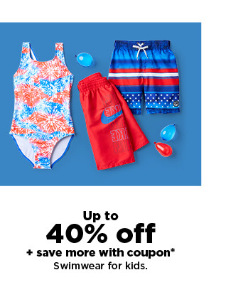 up to 40% off plus save more with a coupon on swimwear for kids. shop now.  Up to 40% off save more with coupon Swimwear for kids. 