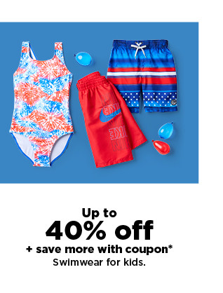 up to 40% off plus save more with a coupon on swimwear for kids. shop now.