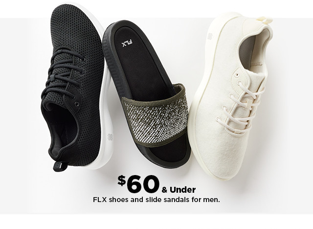 $60 and under flx shoes and sandals for men. shop now.