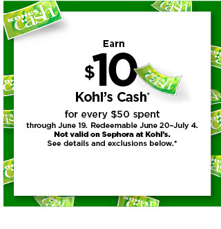 earn $10 kohls cash for every $50 spent. not valid on sephora at kohl's. shop now.