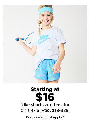 starting at $16 nike shorts and tees for girls 4-16. shop now.